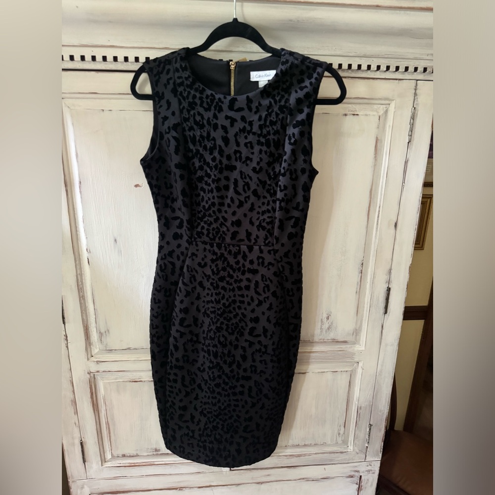 Calvin Klein Black Leopard print dress size 6